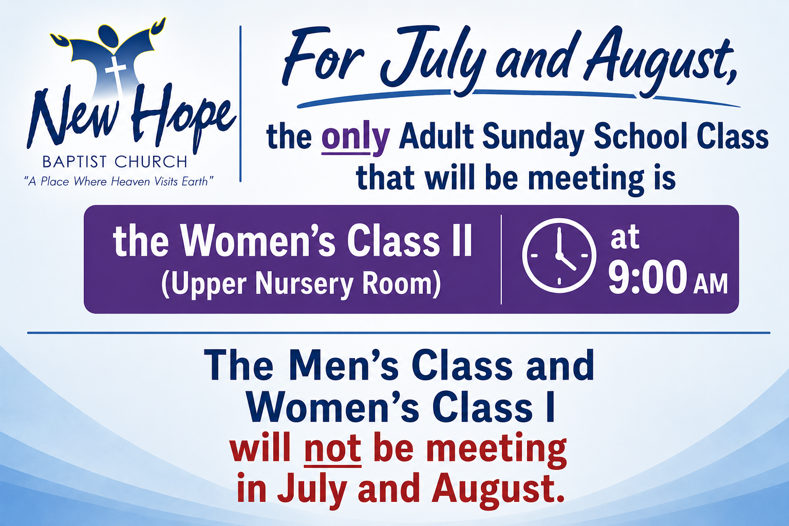 Sunday School - July & August