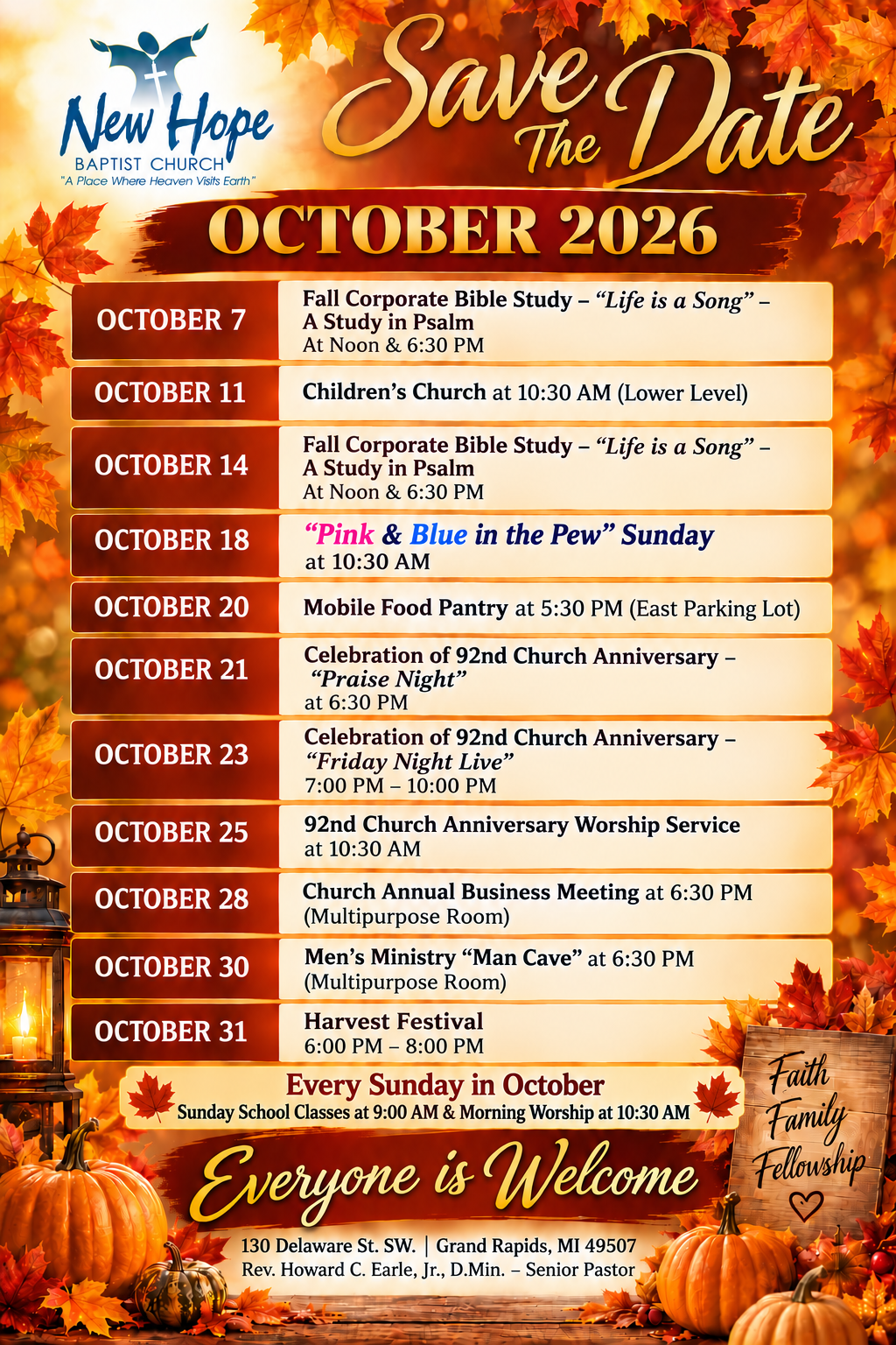Updated October Calendar 2026